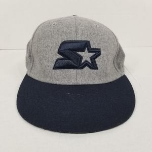 Mens Starter Wool Blend Star Logo Gray Grey Navy Blue Snapback Hat Cap One Size